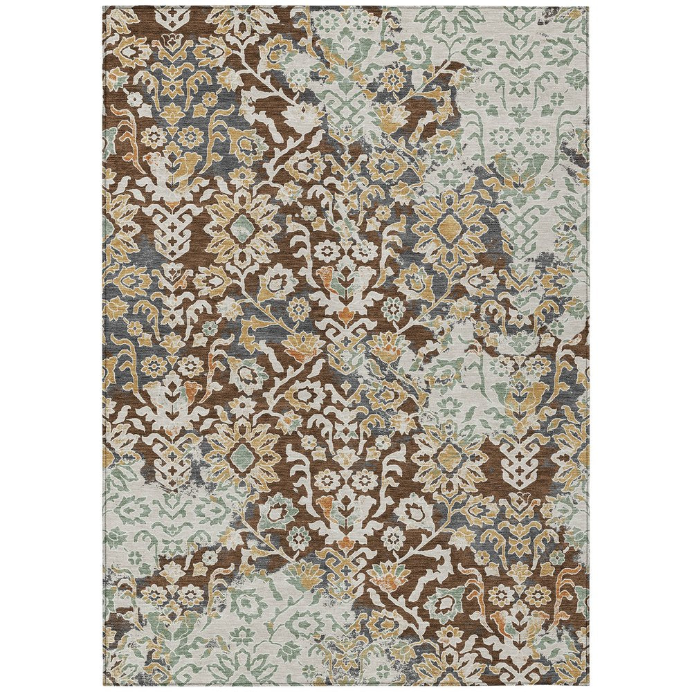 10' X 14' Chocolate And Ivory Geometric Washable Indoor Outdoor Area Rug HomeRoots