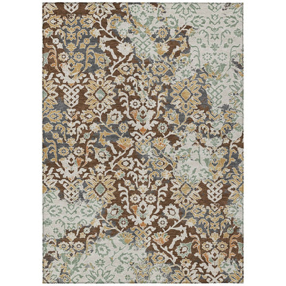 10' X 14' Chocolate And Ivory Geometric Washable Indoor Outdoor Area Rug HomeRoots