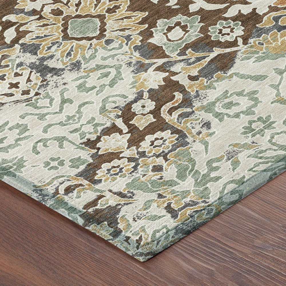 10' X 14' Chocolate And Ivory Geometric Washable Indoor Outdoor Area Rug HomeRoots