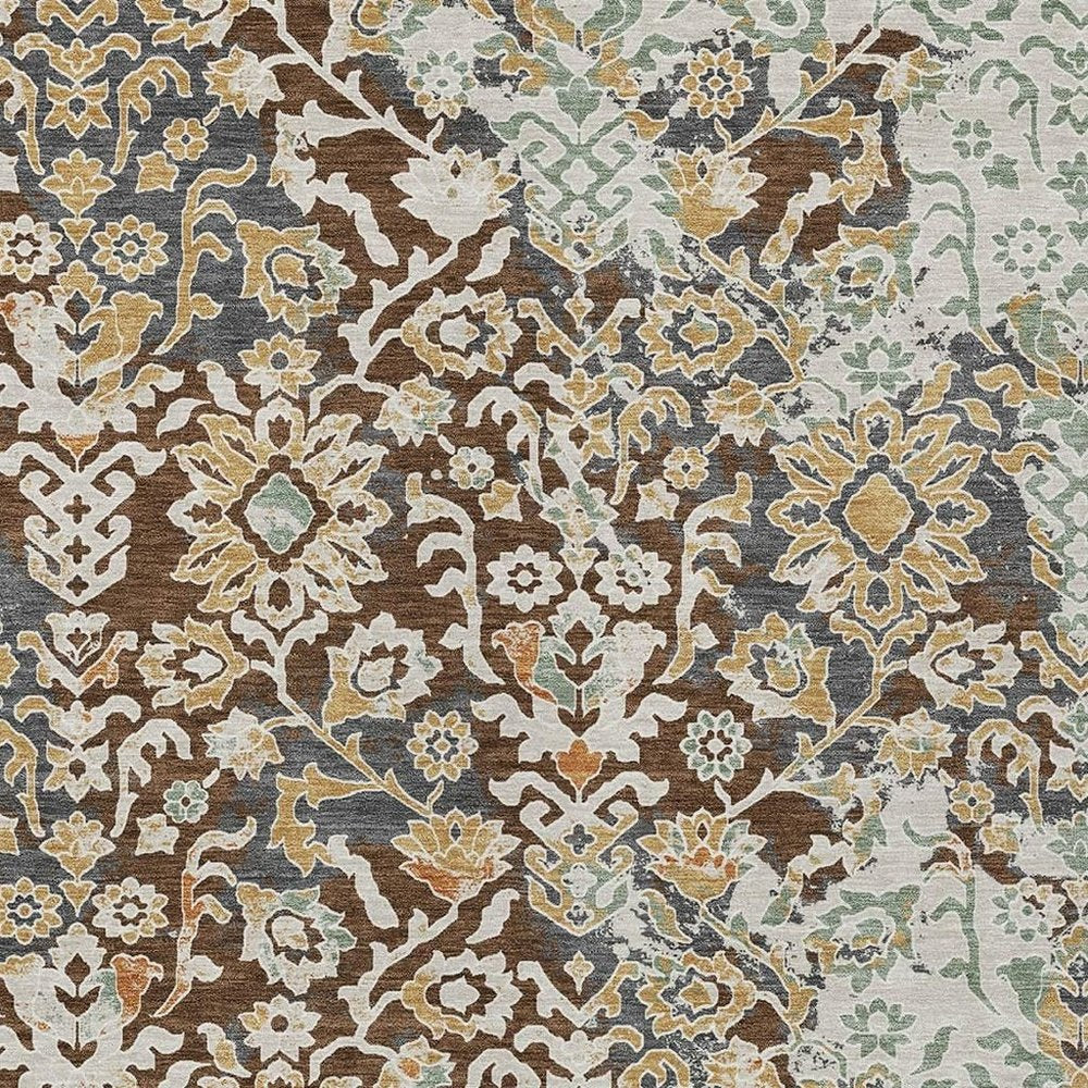 10' X 14' Chocolate And Ivory Geometric Washable Indoor Outdoor Area Rug HomeRoots