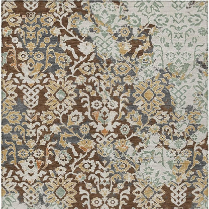 10' X 14' Chocolate And Ivory Geometric Washable Indoor Outdoor Area Rug HomeRoots