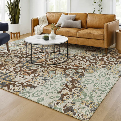 10' X 14' Chocolate And Ivory Geometric Washable Indoor Outdoor Area Rug HomeRoots