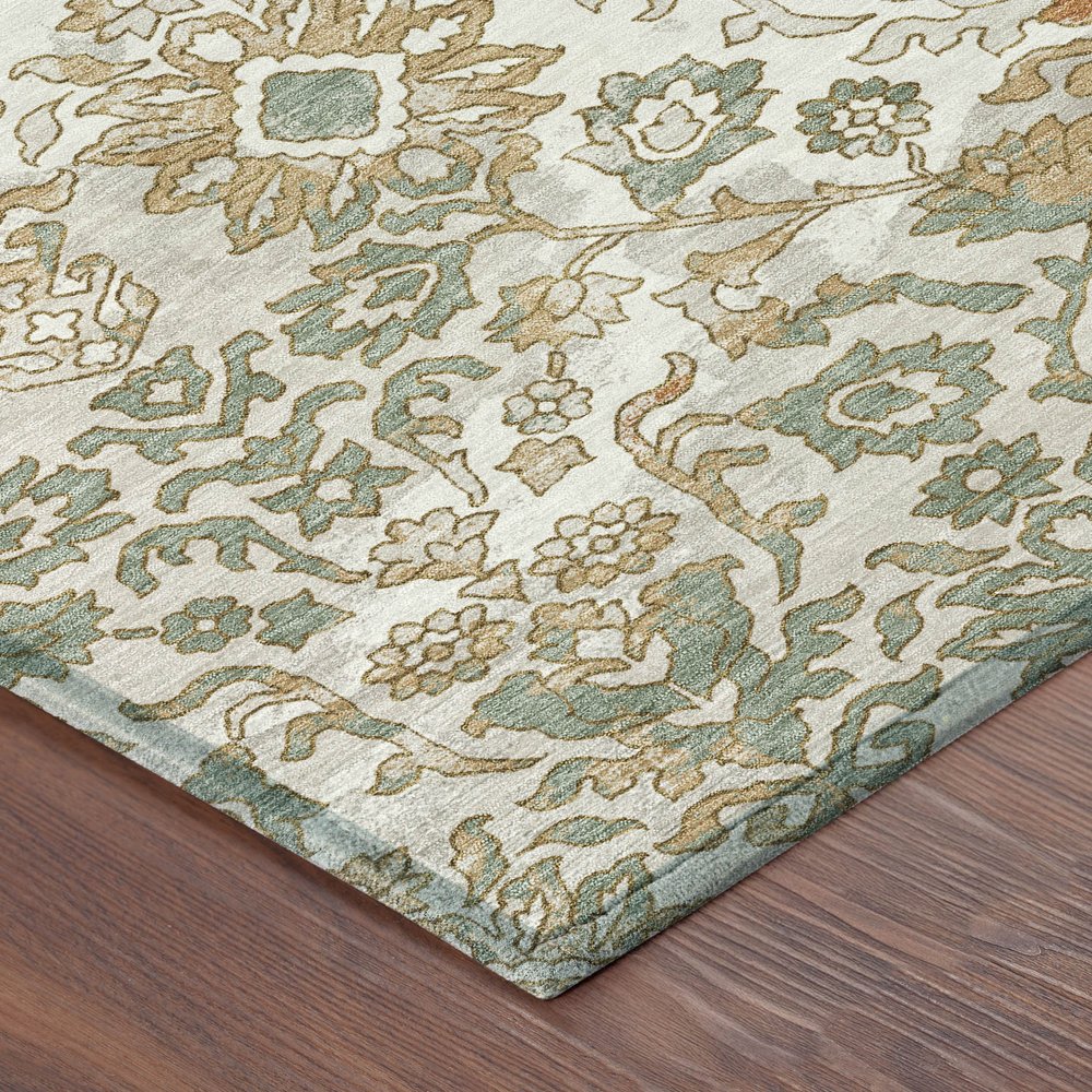 9' X 12' Ivory And Green Geometric Washable Indoor Outdoor Area Rug HomeRoots