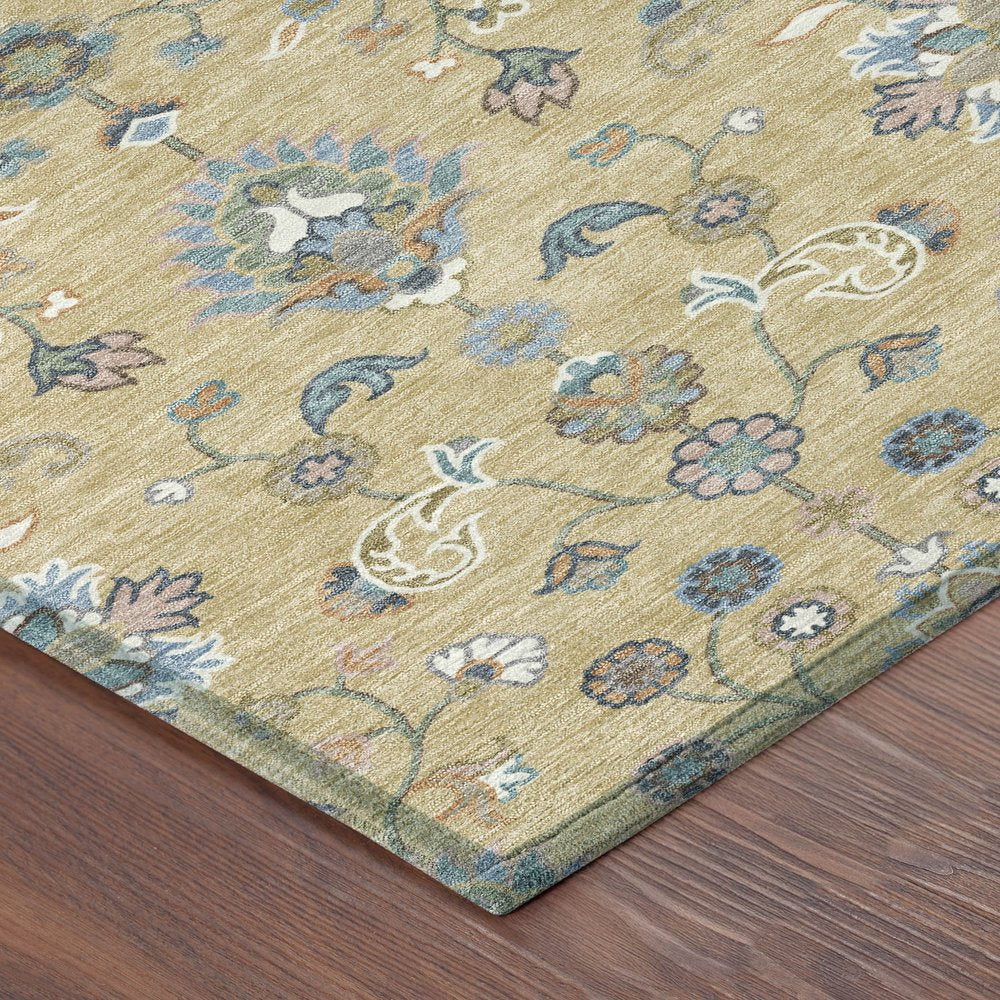 8' Wheat And Taupe Round Abstract Washable Indoor Outdoor Area Rug — view 14