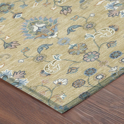8' Wheat And Taupe Round Abstract Washable Indoor Outdoor Area Rug HomeRoots