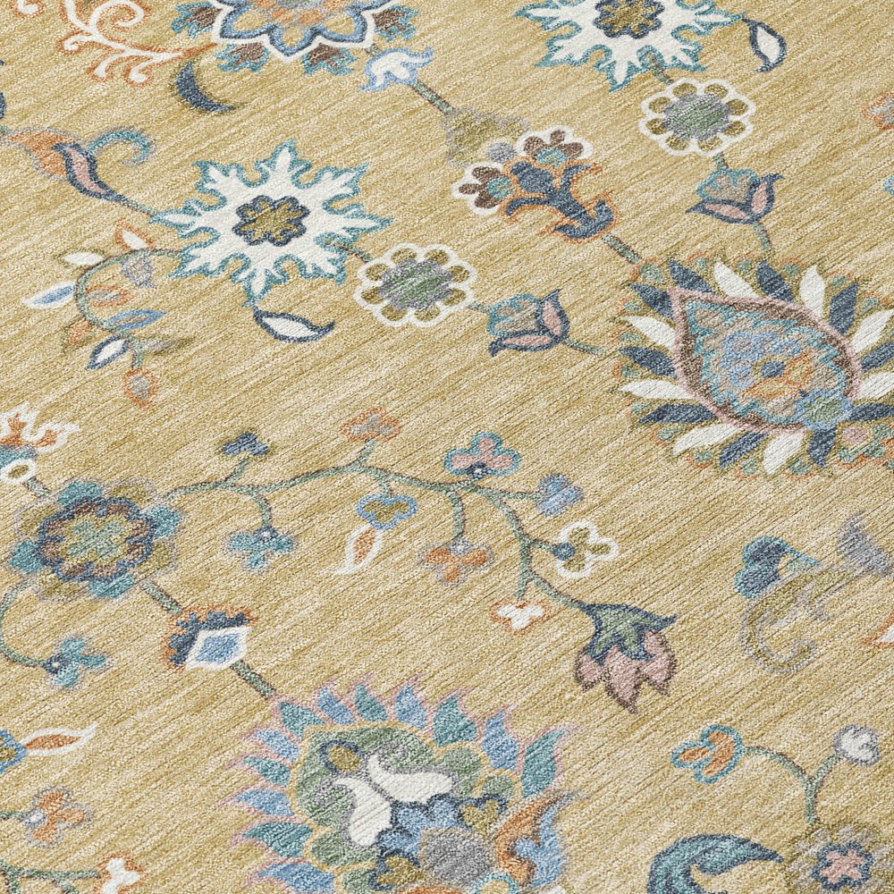 8' Wheat And Taupe Round Abstract Washable Indoor Outdoor Area Rug — view 15