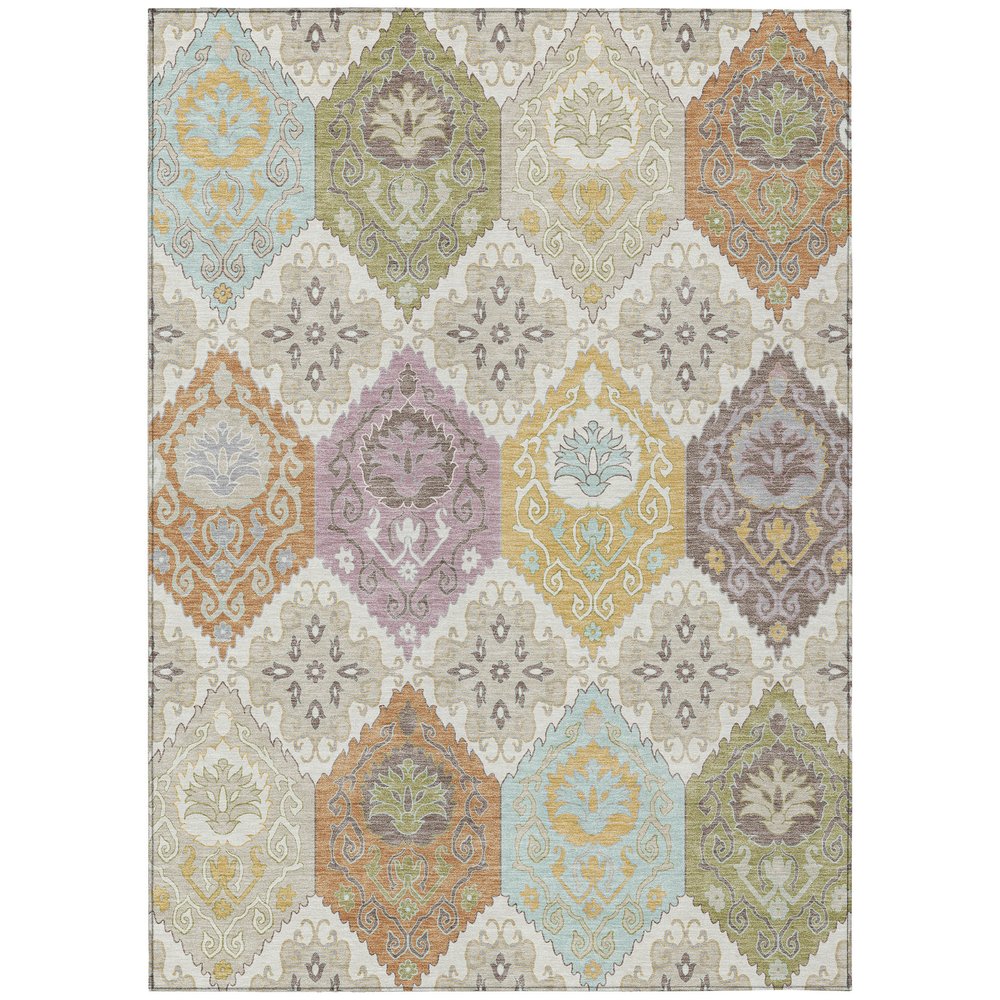 8' X 10' Ivory And Sky Blue Geometric Washable Indoor Outdoor Area Rug — view 2