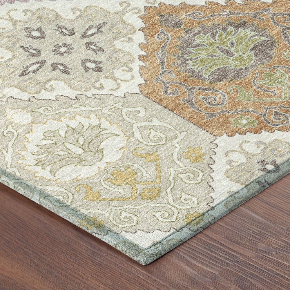 8' X 10' Ivory And Sky Blue Geometric Washable Indoor Outdoor Area Rug — view 18