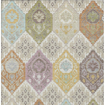 8' X 10' Ivory And Sky Blue Geometric Washable Indoor Outdoor Area Rug HomeRoots