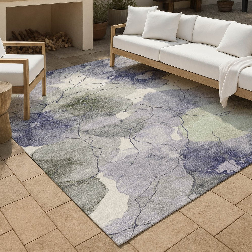 8' X 10' Lavender And Ivory Abstract Washable Indoor Outdoor Area Rug — view 5