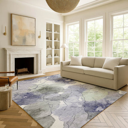 8' X 10' Lavender And Ivory Abstract Washable Indoor Outdoor Area Rug HomeRoots