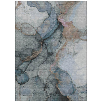 8' X 10' Blue And Gray Abstract Washable Indoor Outdoor Area Rug HomeRoots