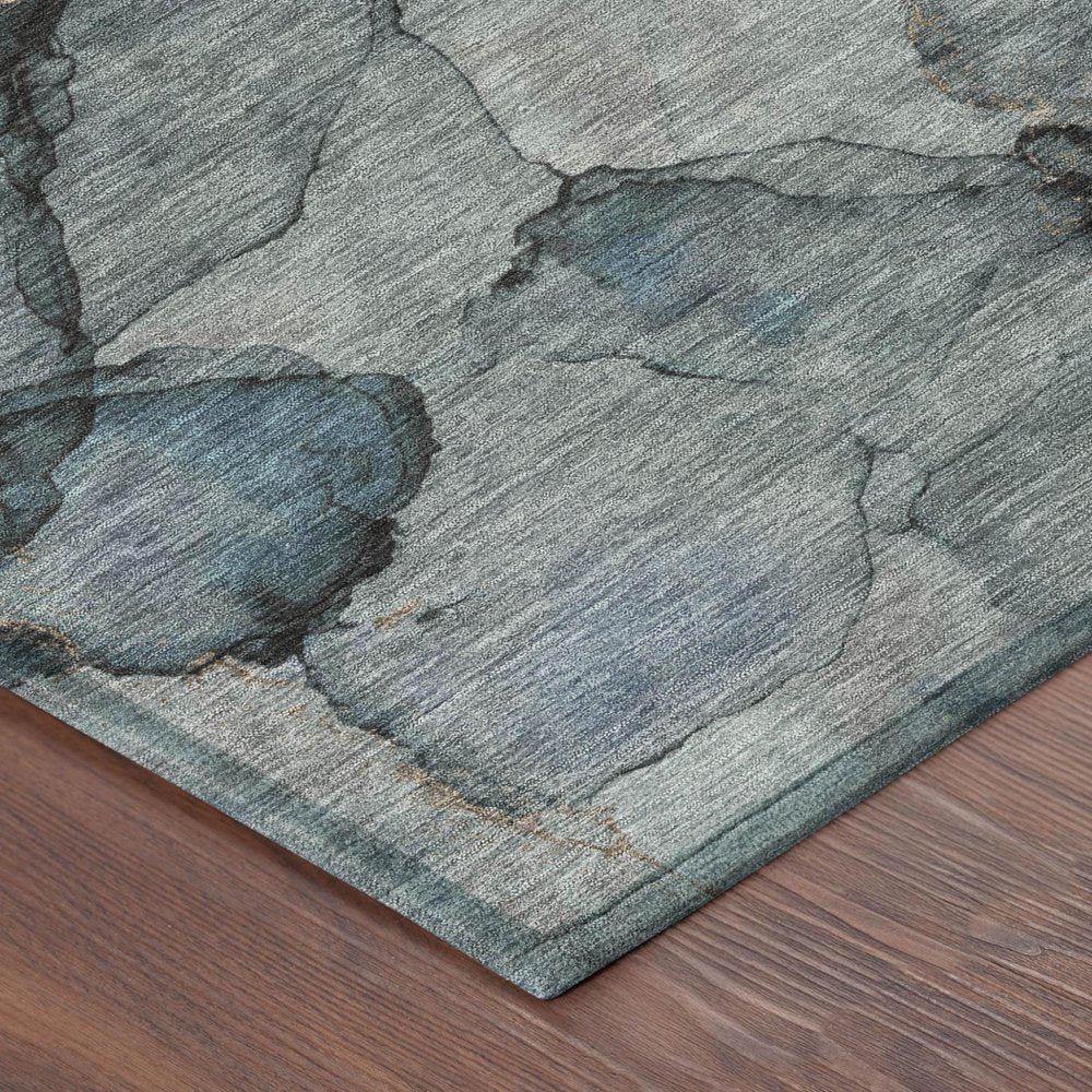 8' X 10' Blue And Gray Abstract Washable Indoor Outdoor Area Rug HomeRoots