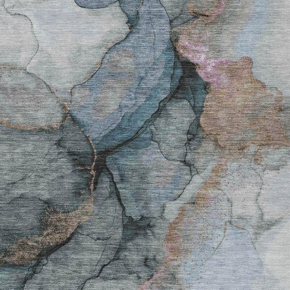 8' X 10' Blue And Gray Abstract Washable Indoor Outdoor Area Rug HomeRoots