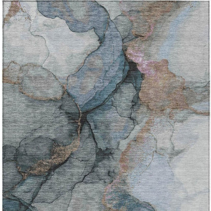 8' X 10' Blue And Gray Abstract Washable Indoor Outdoor Area Rug HomeRoots