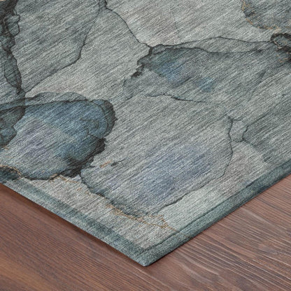 9' X 12' Blue And Gray Abstract Washable Indoor Outdoor Area Rug HomeRoots