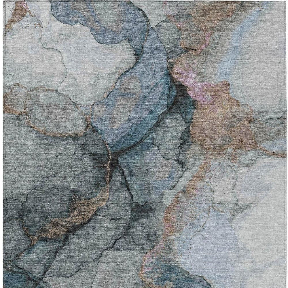 9' X 12' Blue And Gray Abstract Washable Indoor Outdoor Area Rug HomeRoots
