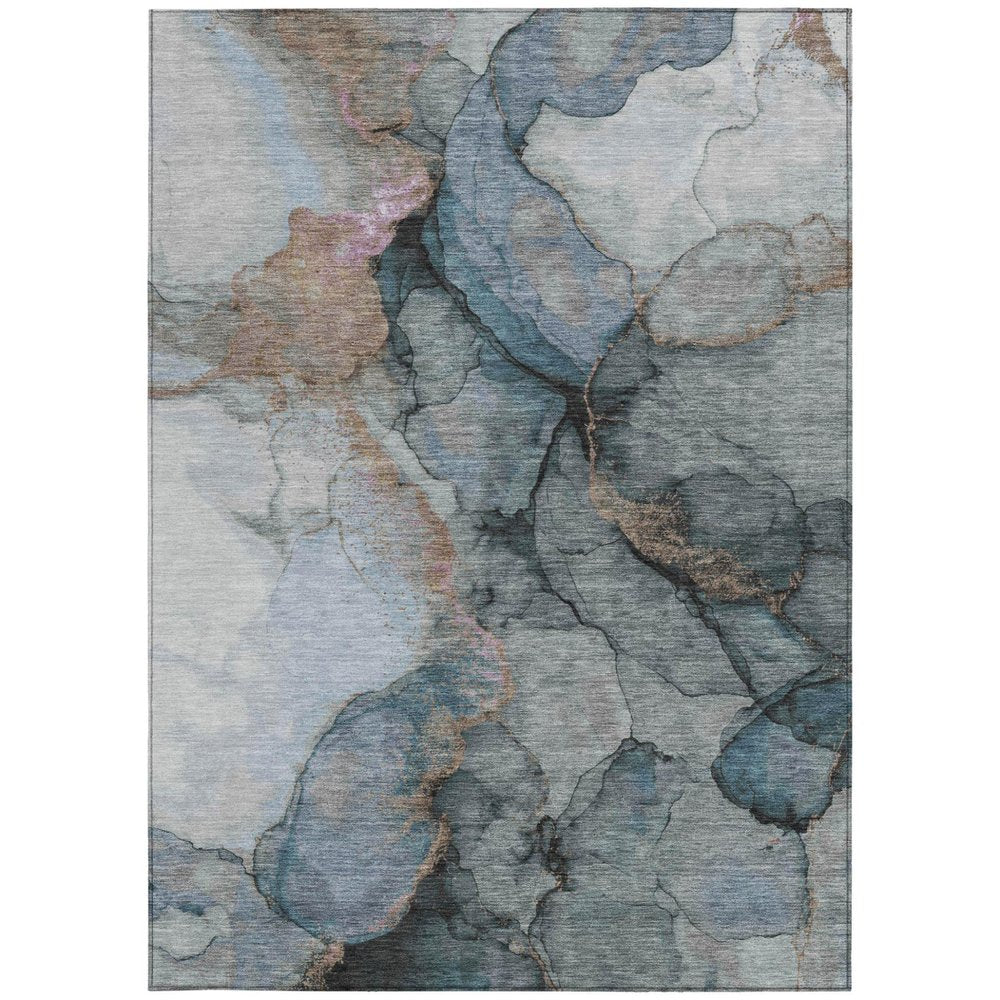 9' X 12' Blue And Gray Abstract Washable Indoor Outdoor Area Rug HomeRoots