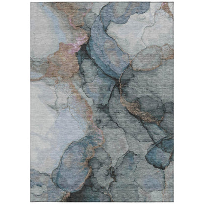9' X 12' Blue And Gray Abstract Washable Indoor Outdoor Area Rug HomeRoots