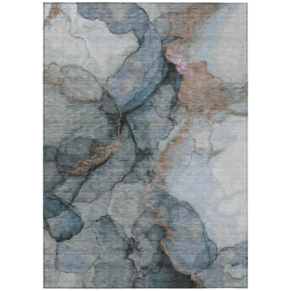 10' X 14' Blue And Gray Abstract Washable Indoor Outdoor Area Rug HomeRoots