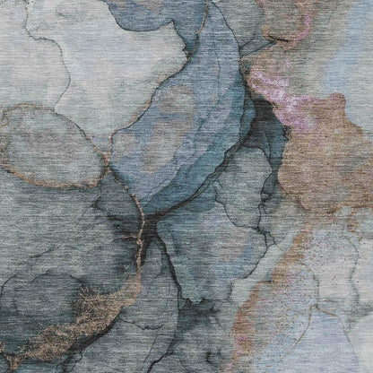 10' X 14' Blue And Gray Abstract Washable Indoor Outdoor Area Rug HomeRoots