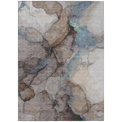 3' X 5' Taupe And Brown Abstract Washable Indoor Outdoor Area Rug HomeRoots