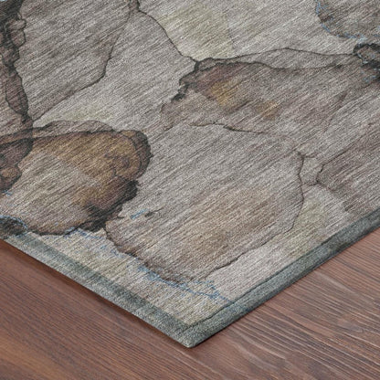 3' X 5' Taupe And Brown Abstract Washable Indoor Outdoor Area Rug HomeRoots