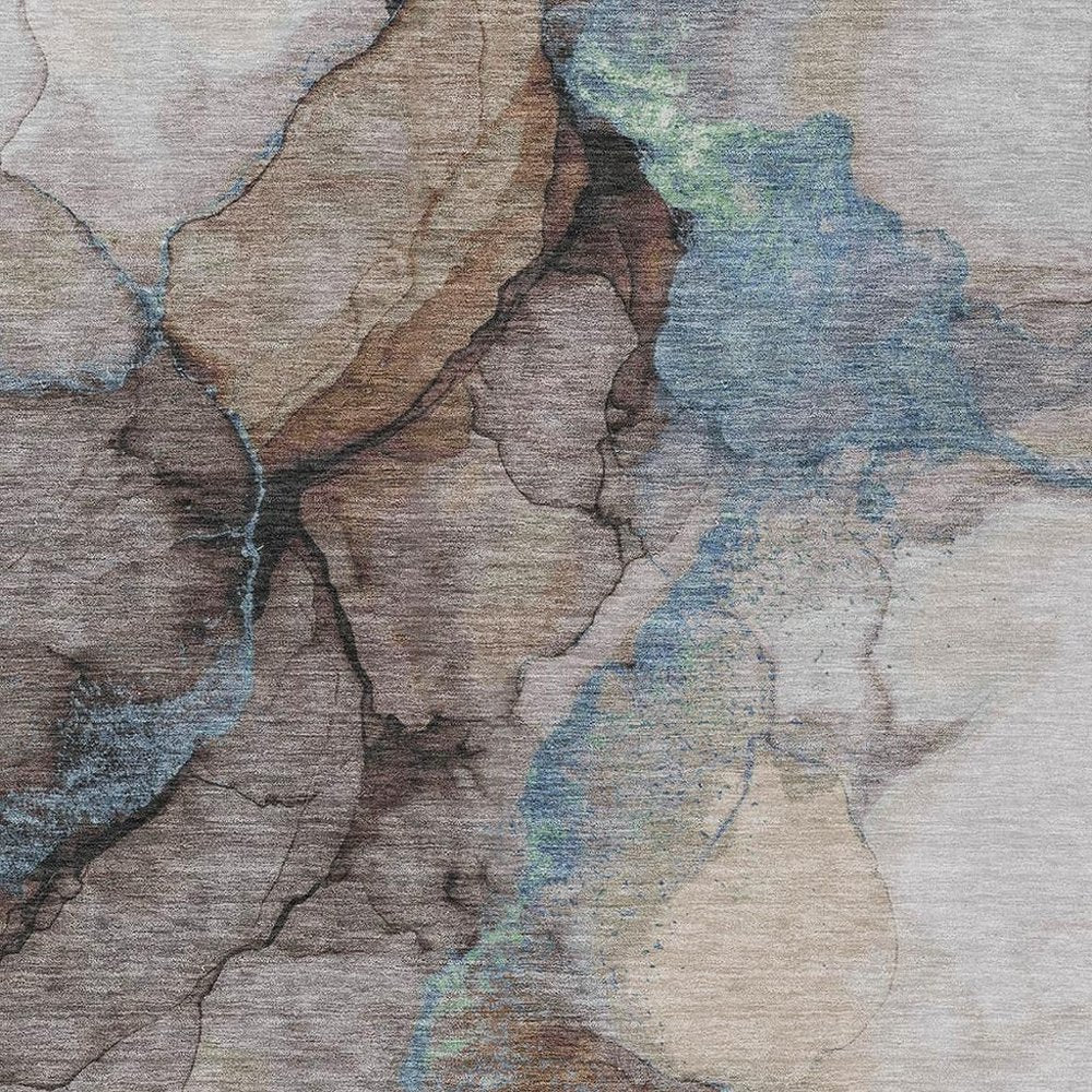 3' X 5' Taupe And Brown Abstract Washable Indoor Outdoor Area Rug HomeRoots