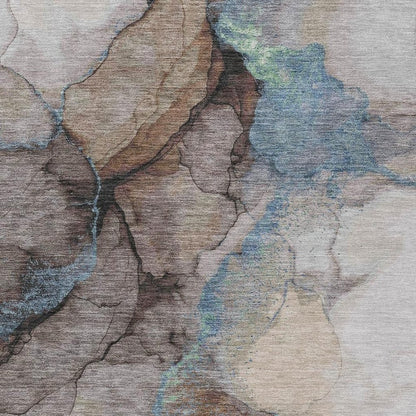 3' X 5' Taupe And Brown Abstract Washable Indoor Outdoor Area Rug HomeRoots