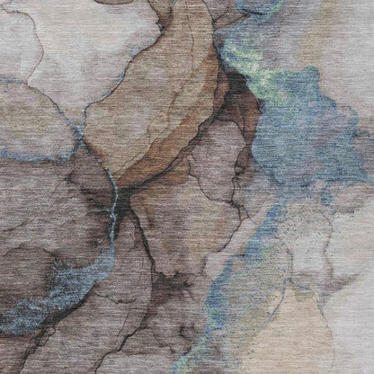 5' X 8' Taupe And Brown Abstract Washable Indoor Outdoor Area Rug HomeRoots