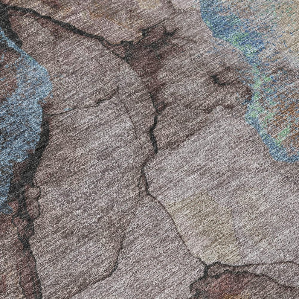 5' X 8' Taupe And Brown Abstract Washable Indoor Outdoor Area Rug HomeRoots