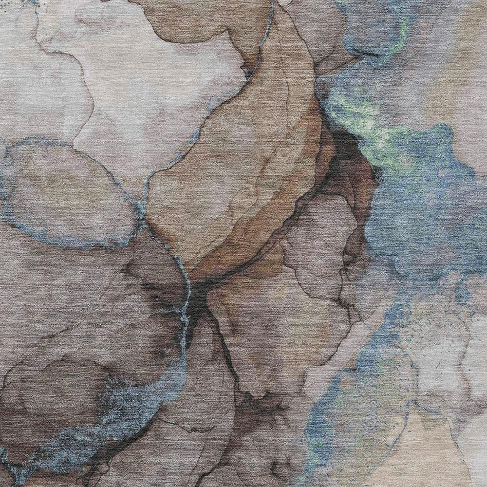 9' X 12' Taupe And Brown Abstract Washable Indoor Outdoor Area Rug HomeRoots