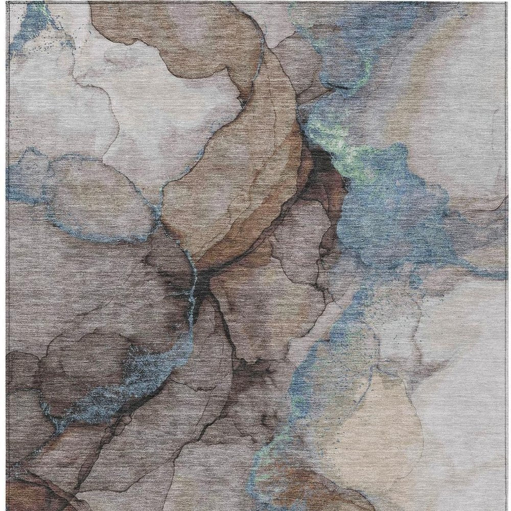 9' X 12' Taupe And Brown Abstract Washable Indoor Outdoor Area Rug HomeRoots