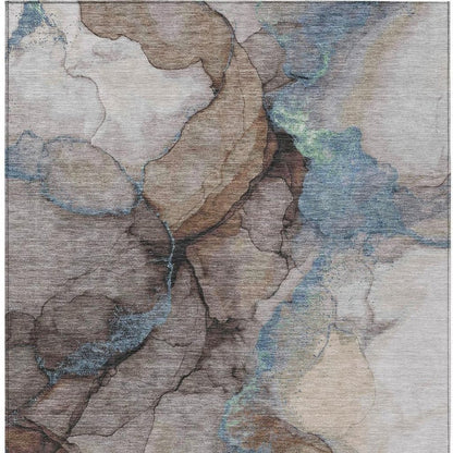 9' X 12' Taupe And Brown Abstract Washable Indoor Outdoor Area Rug HomeRoots