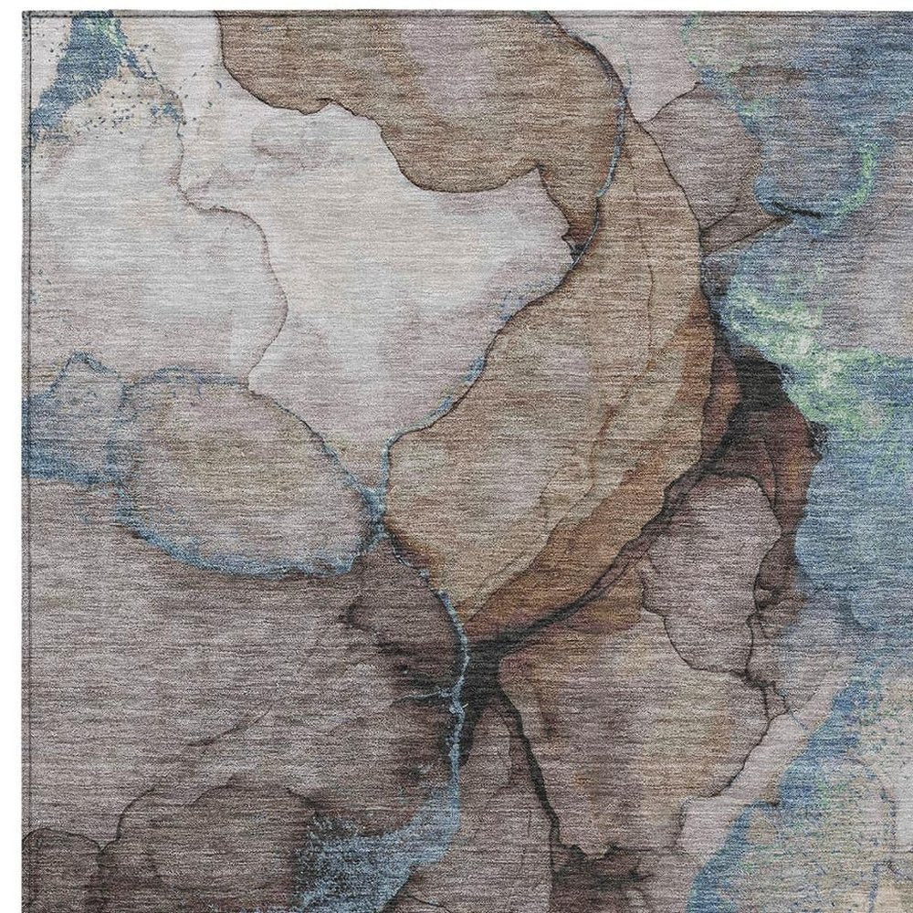 10' X 14' Taupe And Brown Abstract Washable Indoor Outdoor Area Rug HomeRoots
