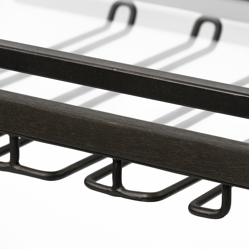 19" Black and Gunmetal Glass and Metal Rolling Kitchen Cart With Storage HomeRoots