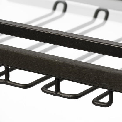 19" Black and Gunmetal Glass and Metal Rolling Kitchen Cart With Storage HomeRoots