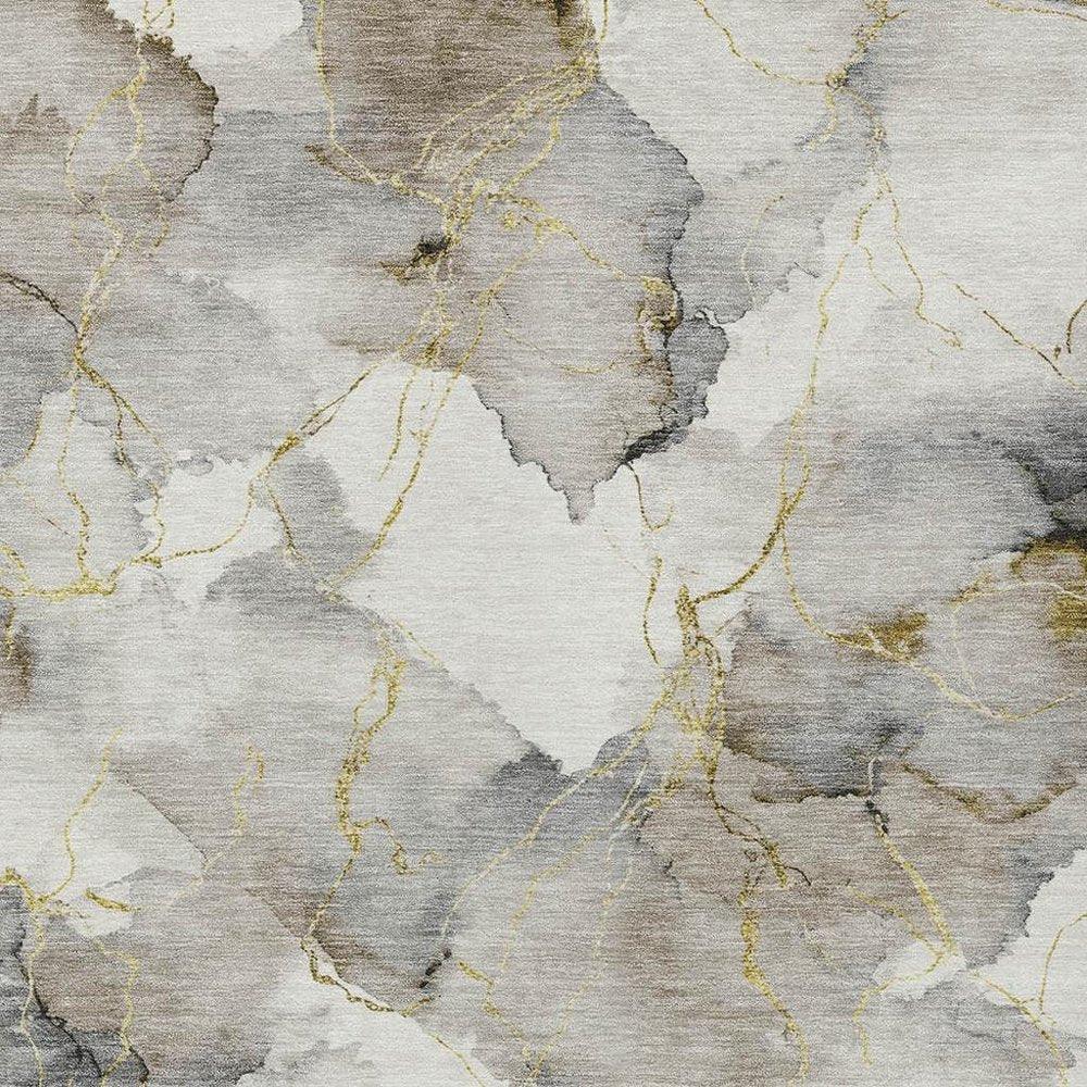 3' X 5' Ivory And Beige Abstract Washable Indoor Outdoor Area Rug HomeRoots