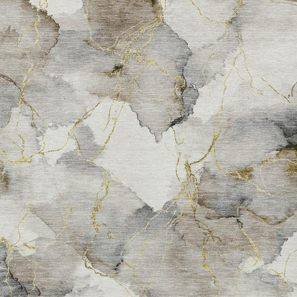 3' X 5' Ivory And Beige Abstract Washable Indoor Outdoor Area Rug HomeRoots