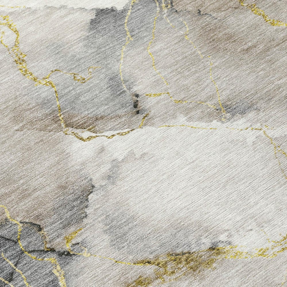 3' X 5' Ivory And Beige Abstract Washable Indoor Outdoor Area Rug HomeRoots