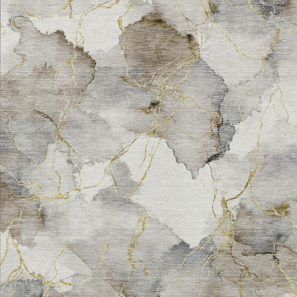5' X 8' Ivory And Beige Abstract Washable Indoor Outdoor Area Rug HomeRoots