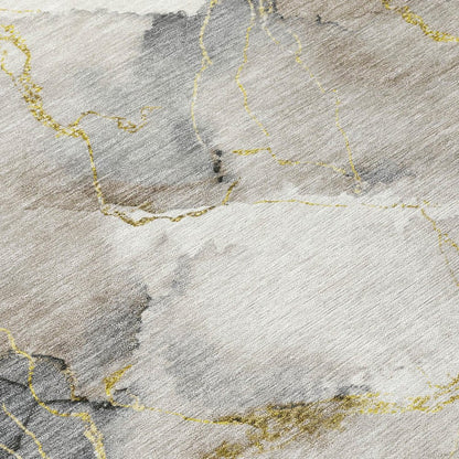 9' X 12' Ivory And Beige Abstract Washable Indoor Outdoor Area Rug HomeRoots