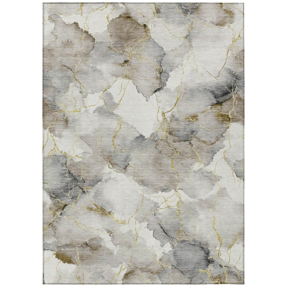 10' X 14' Ivory And Beige Abstract Washable Indoor Outdoor Area Rug HomeRoots