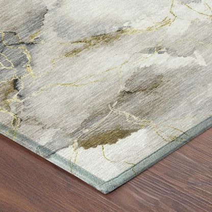 10' X 14' Ivory And Beige Abstract Washable Indoor Outdoor Area Rug HomeRoots