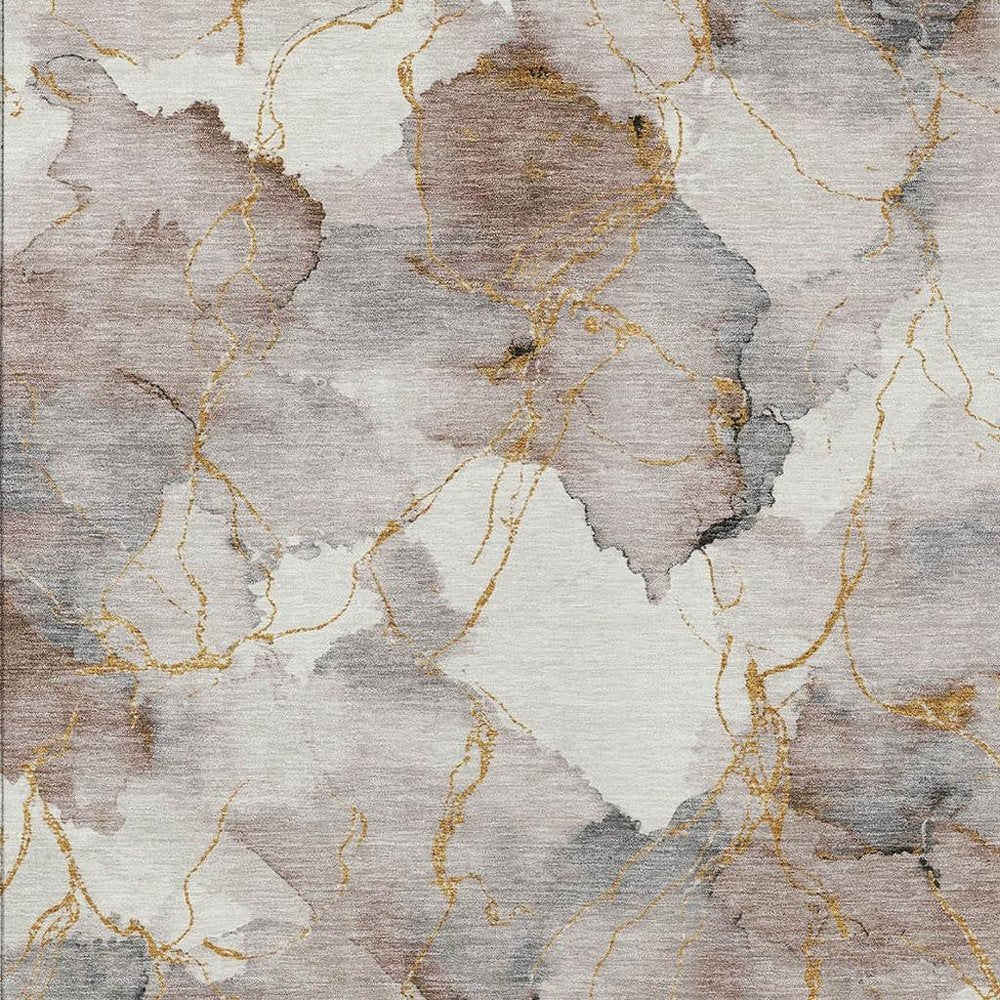 8' X 10' Khaki And Ivory Abstract Washable Indoor Outdoor Area Rug HomeRoots
