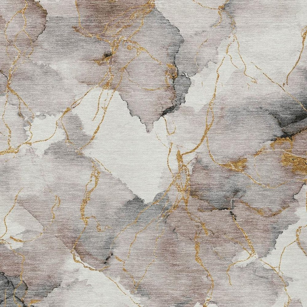10' X 14' Khaki And Ivory Abstract Washable Indoor Outdoor Area Rug HomeRoots