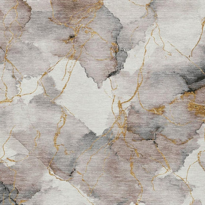 10' X 14' Khaki And Ivory Abstract Washable Indoor Outdoor Area Rug HomeRoots