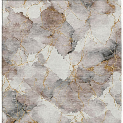 10' X 14' Khaki And Ivory Abstract Washable Indoor Outdoor Area Rug HomeRoots