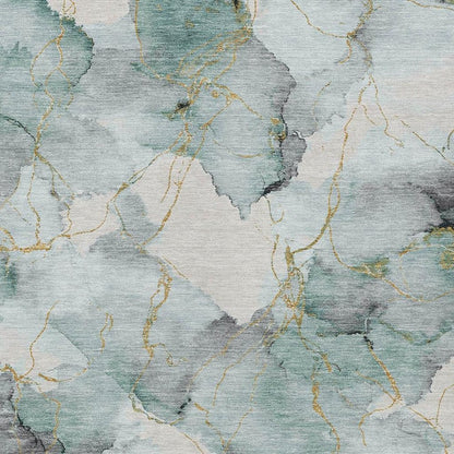 8' X 10' Blue And Ivory Abstract Washable Indoor Outdoor Area Rug HomeRoots