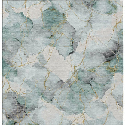 8' X 10' Blue And Ivory Abstract Washable Indoor Outdoor Area Rug HomeRoots
